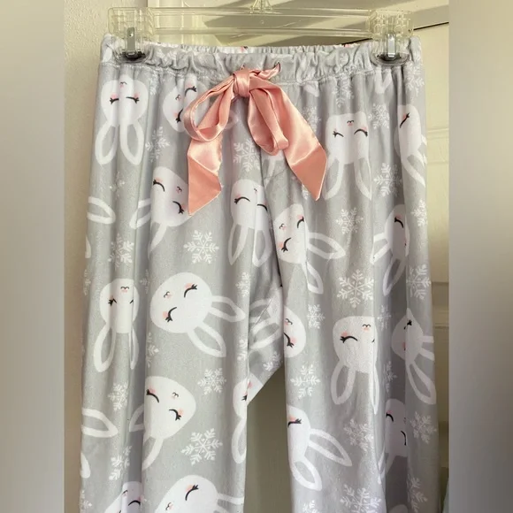 Justice Bunny Pajama Set Fluffy Pullover 18/20 + Pants 14/16 - Picture 3 of 6